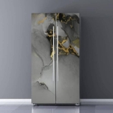 BSPWIRFNZPL Self Adhesive Refrigerator Wrap Decal Dark Gold Abstract Marble Liquid Ink Art Contemporary Door Mural Removable Fridge Sticker Full Cover Peel and Stick Modern Chic Kitchen Decor